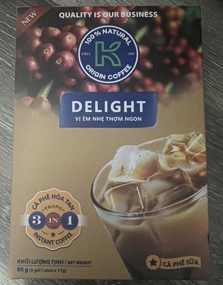 Delight Origin Instant Coffee..delight Vi Em Nhe Thom Ngon …5 Sticks x 17gram
