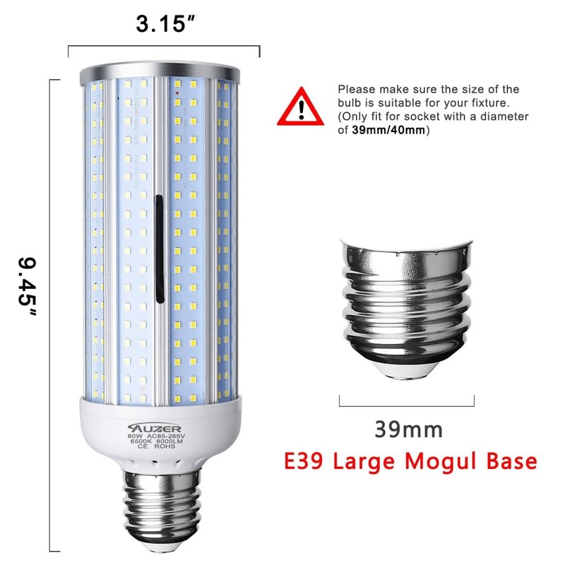 80W LED Corn Light Bulb Mogul E39 Base 8000Lumen 6500K AC 85V265V White gallery
