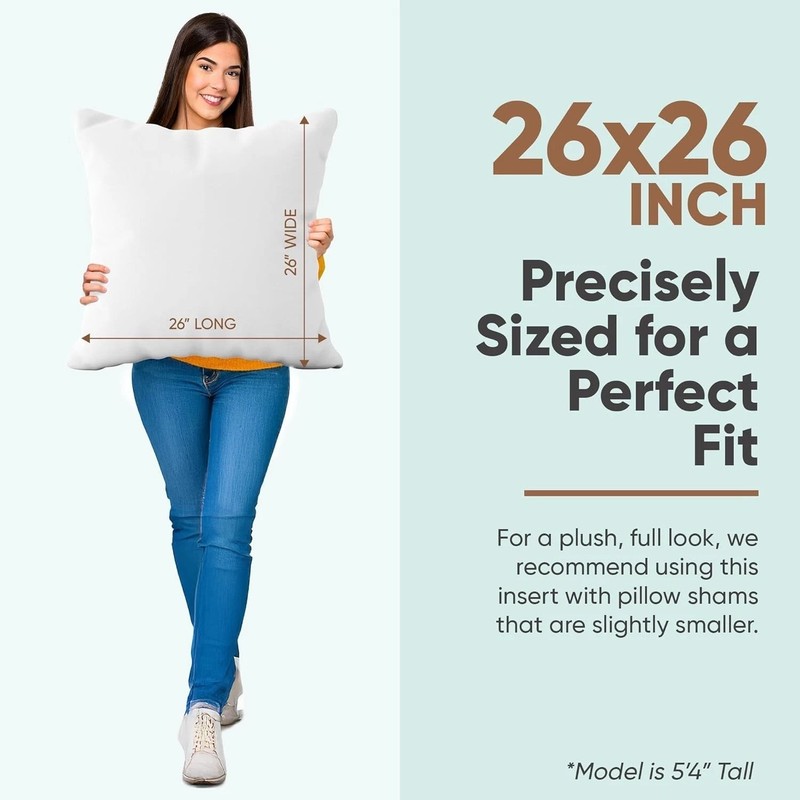 Synthetic Down Pillow Insert - 26x26 Down Alternative, Ultra Soft Large Squar... gallery