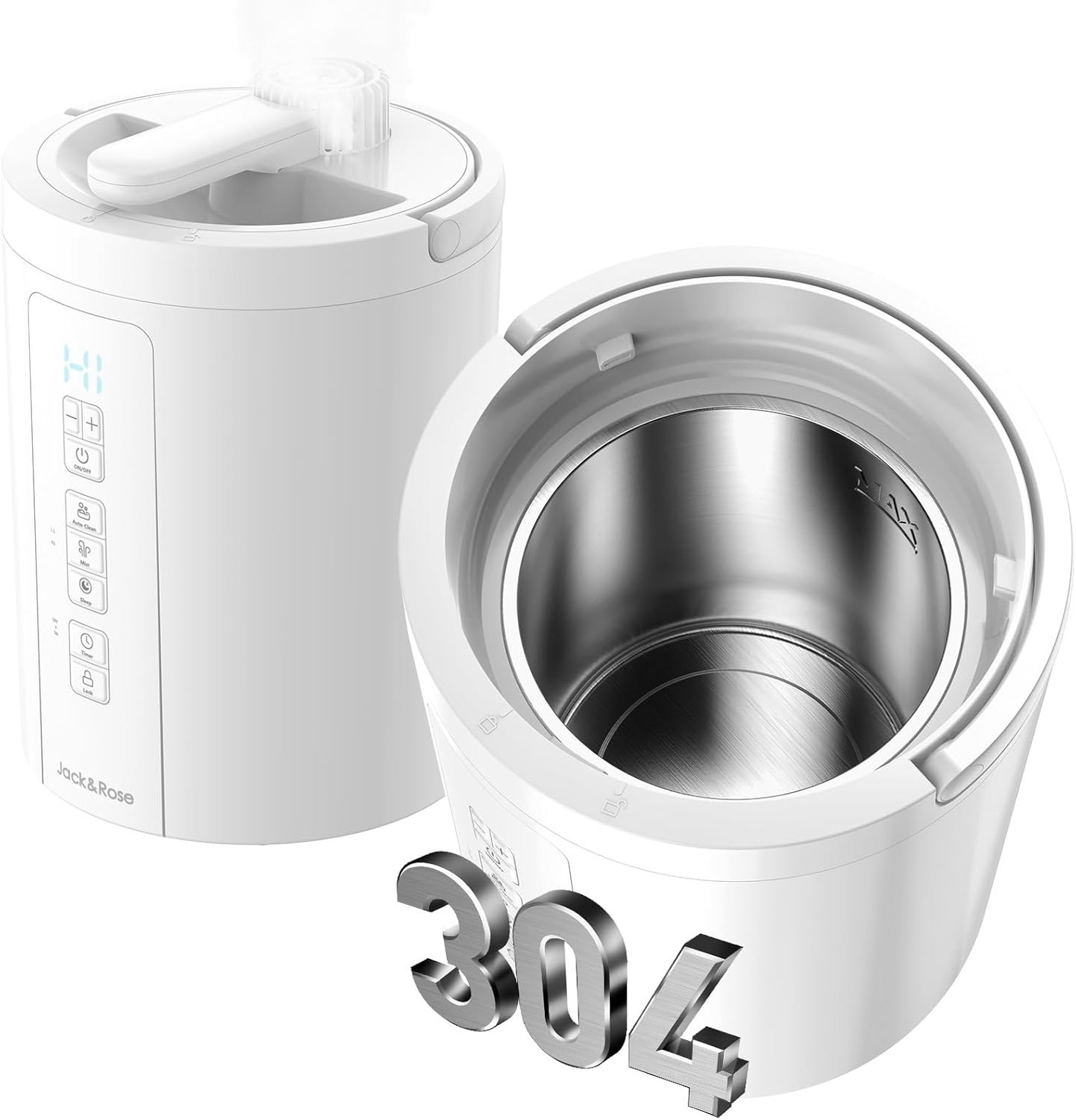 Jack & Rose Warm Mist Humidifier 3L/100oz Stainless Steel EH30UA - EASY CLEAN gallery