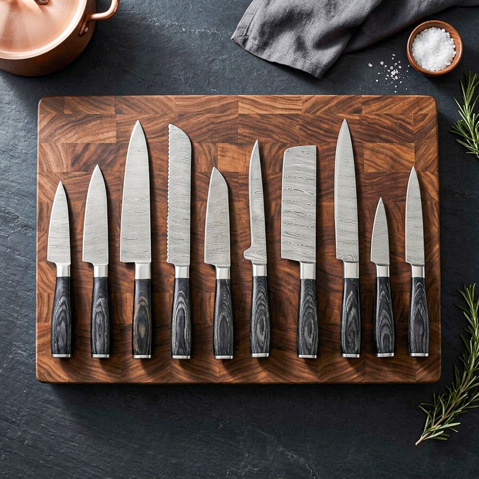 Premium Handmade Damascus Steel Chef Knives Set – Kitchen Cutlery with Roll Bag gallery