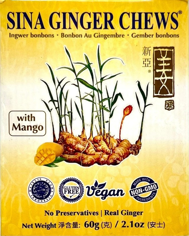 Sina Ginger Chews Candy with Mango 2 oz ~03/26/2026 gallery