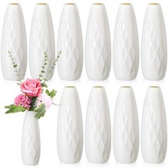 10 Pack Composite Plastic Flower Vases Bulk White Small Tall Conic Floral Vas…