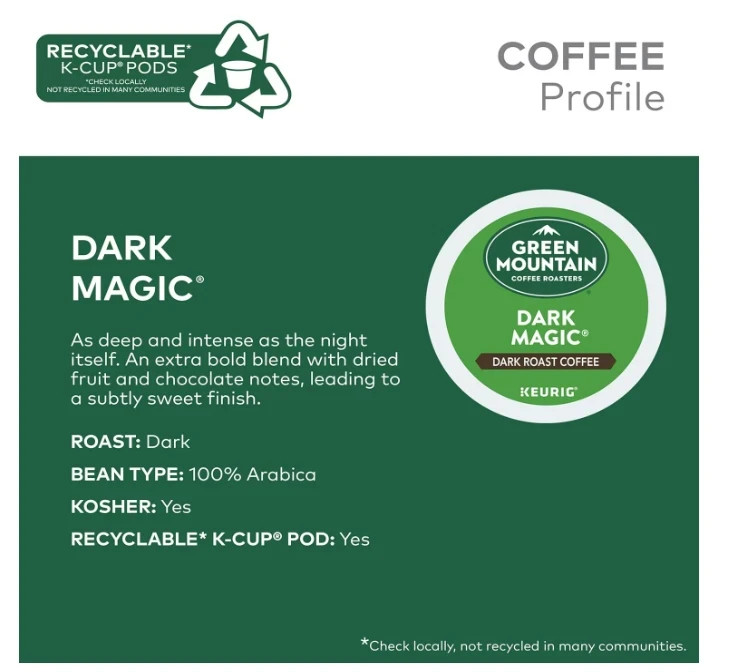 Green Mountain Coffee Roasters Dark Magic Dark Roast Coffee K-Cup Pods, 96 Count gallery