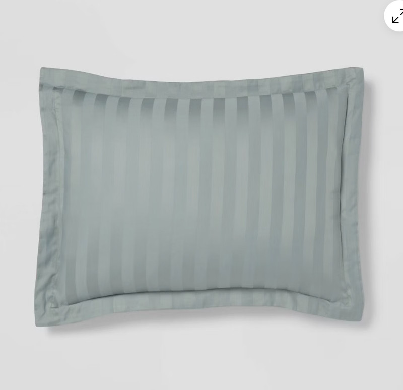 Threshold Duvet Cover Set 100% Cotton Damask Striped, Light Teal Green, King Sz. gallery