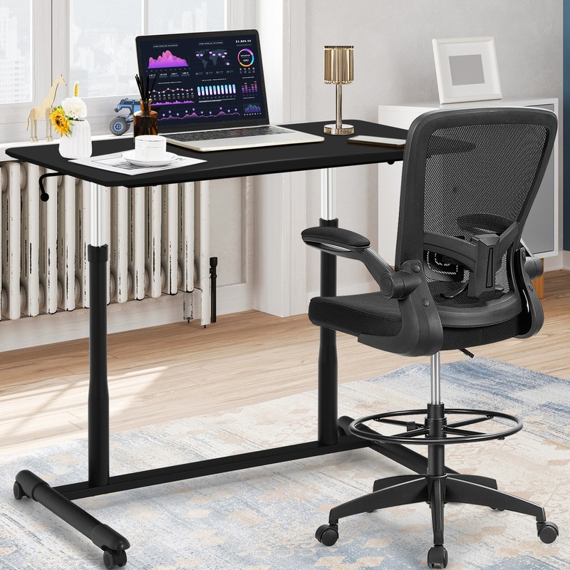 Height Adjustable Computer Desk Sit to Stand Rolling Table Black gallery