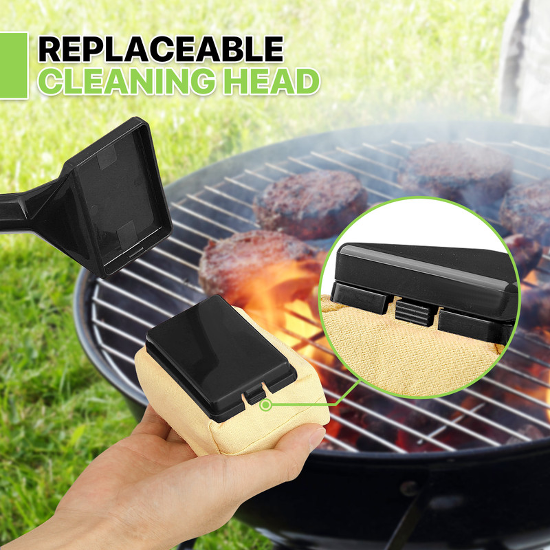 Barbecue Cleaning Brush Kitchen Outdoor Grill Cleaner w/Replaceable Head Black gallery