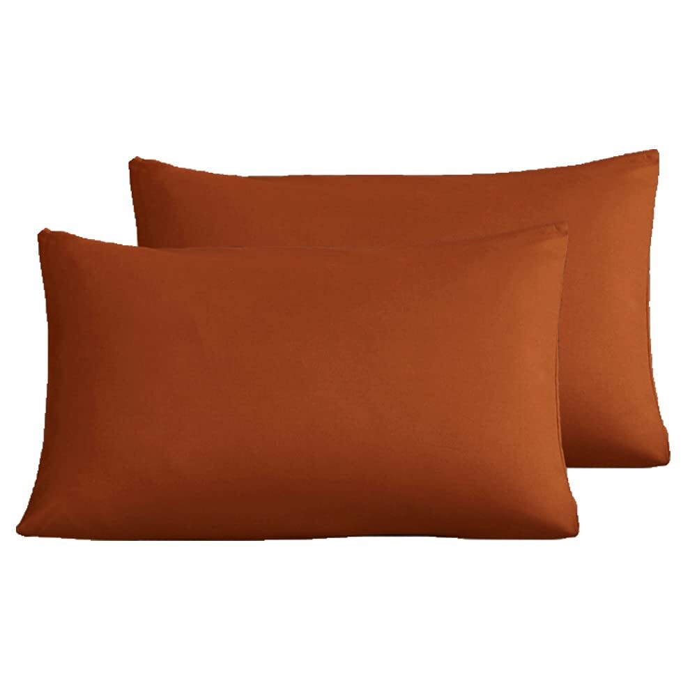 Rust Pillowcases Envelope Closure Burnt Orange Pillow Covers Pack of 2 Solid ...