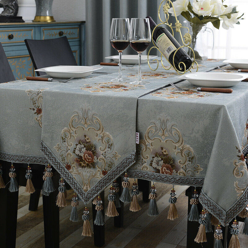 Chenille Classic Tablecloths Rectangle Square European Tassel Home Table Cover gallery