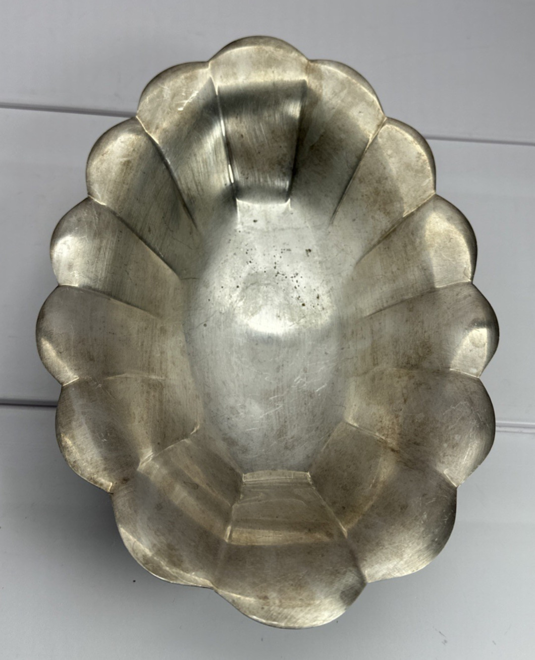 Vintage Reed & Barton 75 Silverplate Scalloped Footed Bowl 10" x 7" gallery