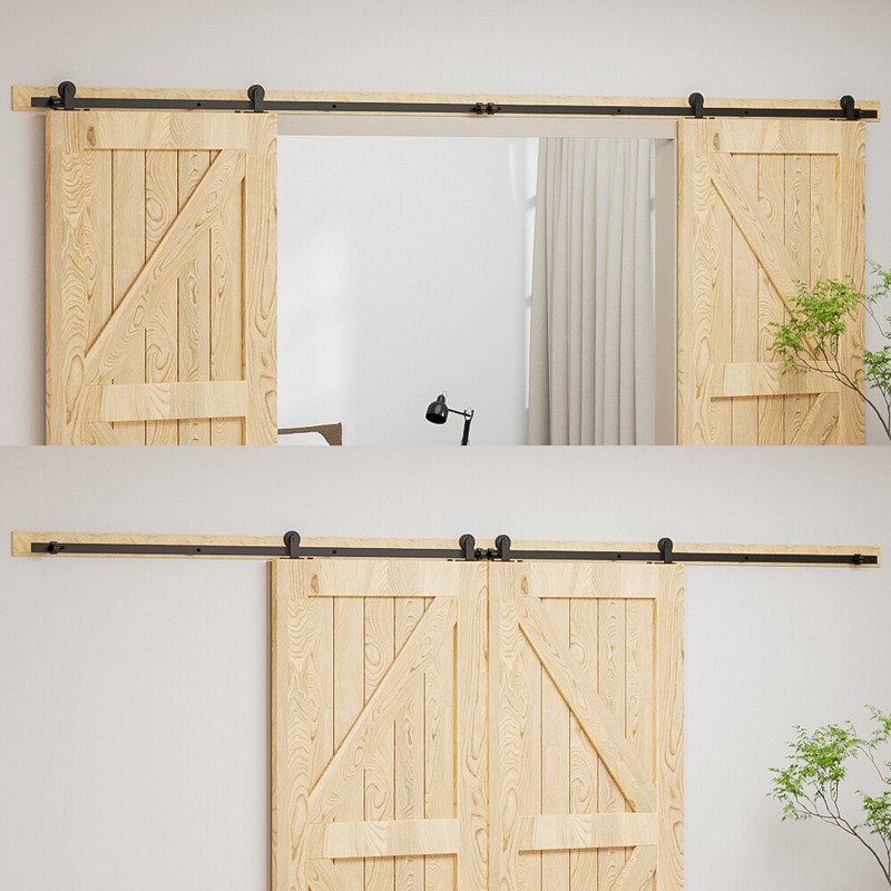 4FT~20FT Rustic Sliding Barn Door Hardware Kit for Single/Double/Bypass T Roller gallery