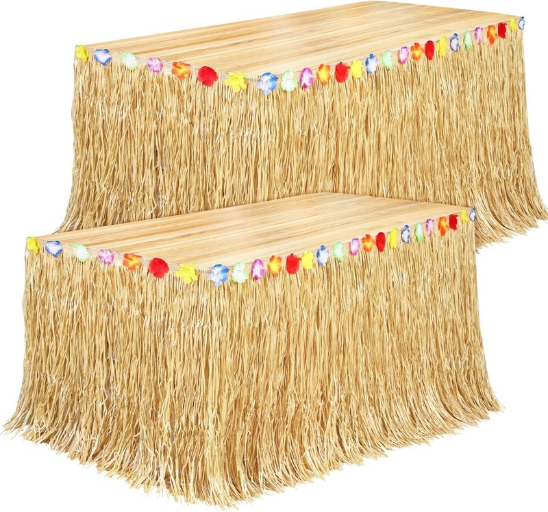Reusable Hawaiian Table Skirts – 2 Pack, 108 x 29.5 Inches for All Summer Events gallery