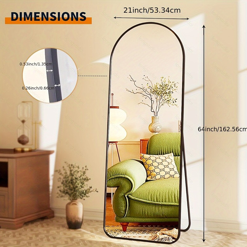 Stylish Arched Floor Standing Mirror Full body reflection Sturdy stand gallery