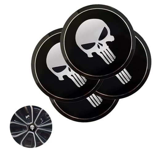 1 Pack 4 Pcs Car Hub Center Cap Decal, Wheel Cover Skull Pattern Black gallery