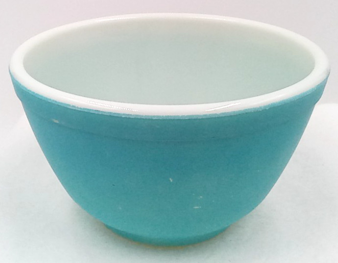 Pyrex Mixing Bowl Nesting Blue Rainbow Primary Color 401 Glass Vintage MCM USA gallery