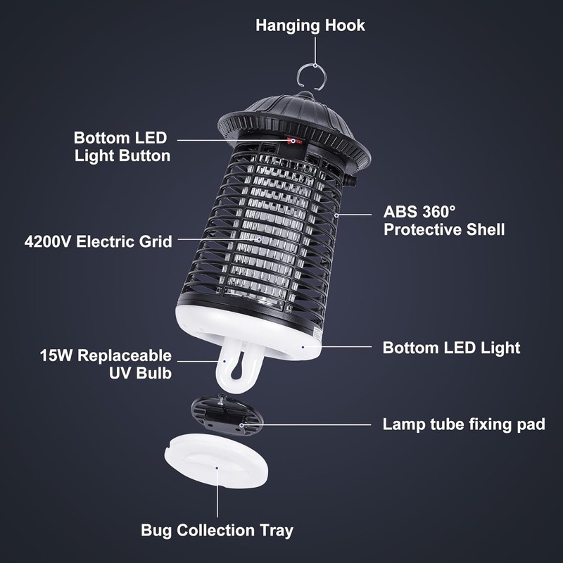 Mosquito Bug Zapper Outdoor/Indoor 4200V Waterproof UVA Fly Insect Traps Lamp gallery