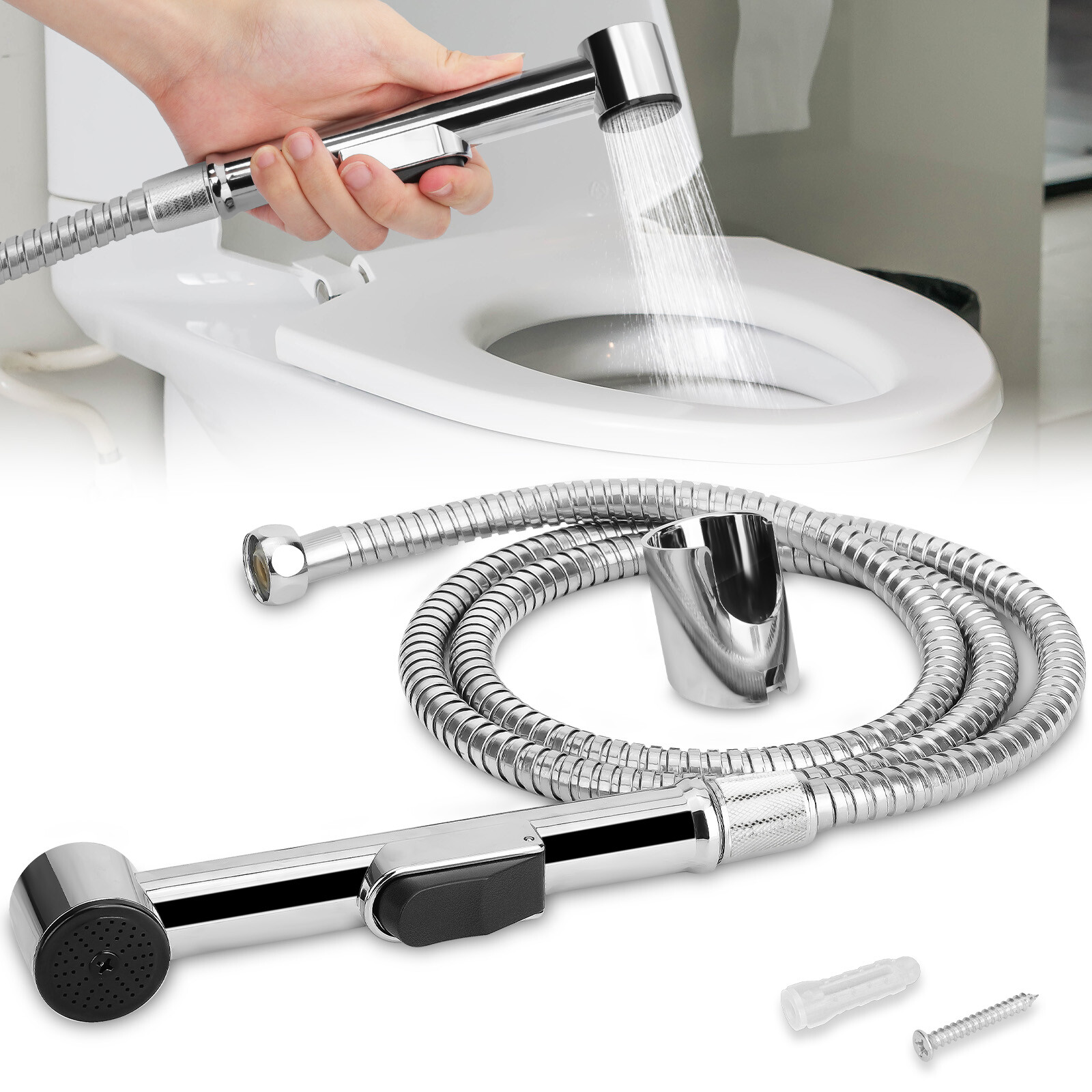 Hand Held Toilet Bidet Sprayer Bathroom Shower Water Spray Head w/1.5m Hose Part gallery