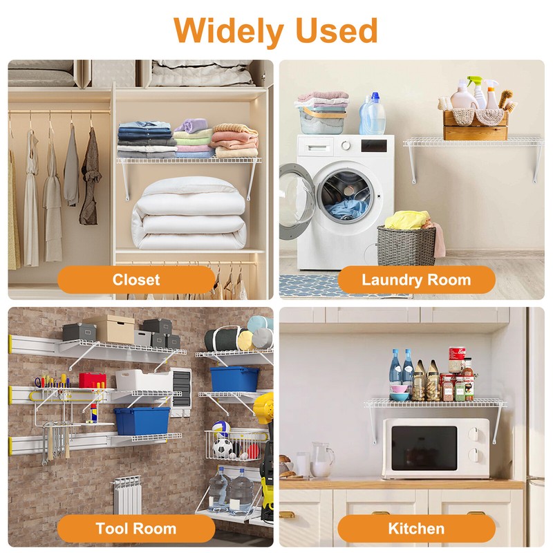 4 PCS 16in Wire Shelf Support Brackets for 12in Deep Closet Shelving with Screws gallery