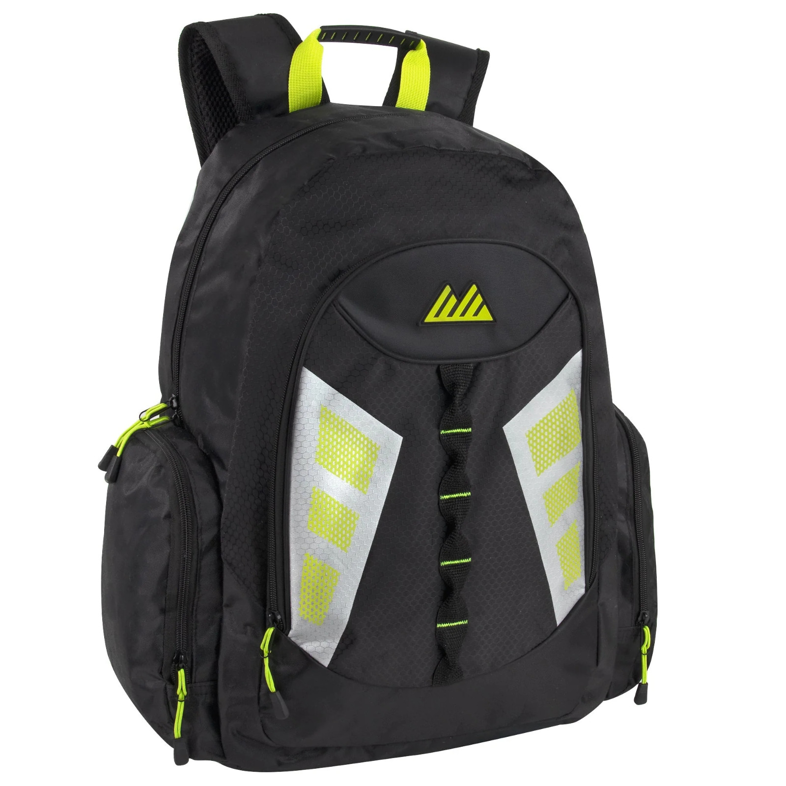 19 Inch Mountain Edge Multi-Pocket Reflective Backpack with Laptop Section-BLACK