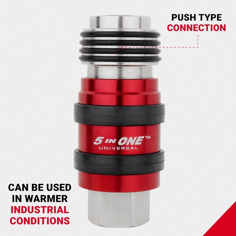 Milton 1750 5 In ONE Universal Quick-Connect Coupler 1/4" FNPT Pack of 5 gallery