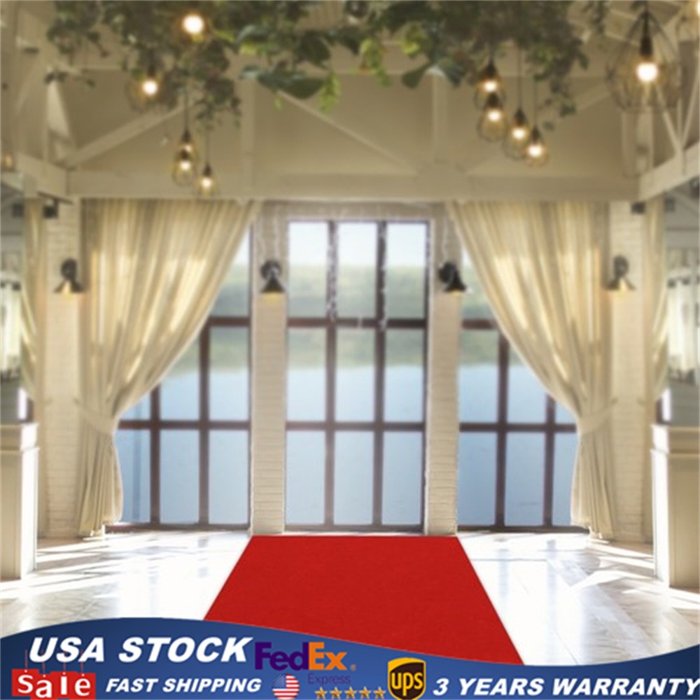 3ft x 33ft Red Carpet Runner Aisle Runner Party Runway Hallway Rug Floor Mat gallery
