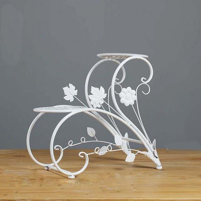 White Heart Shape Plant Stand Multi Holder Potted Plant Rack Flower Shelf Unique gallery