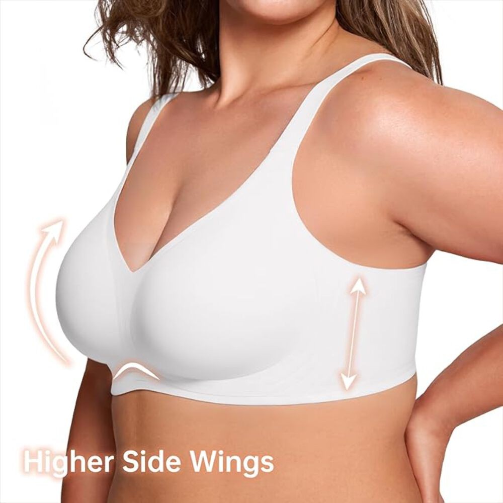 Women Wireless Bra No Underwire Full Coverage Support - White gallery