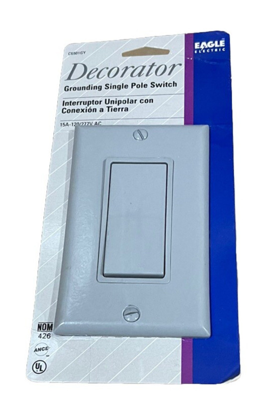🔥2 Units ~ Eagle Electric C6503GY Decorator/Rocker 3-Way Switch, Gray, 15A🔥