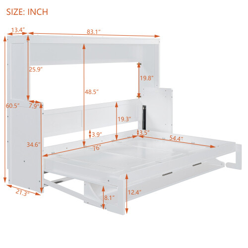 Full Queen Size Murphy Wall Bed with Hydraulic Lift and Desk Cabinet Hidden Bed gallery