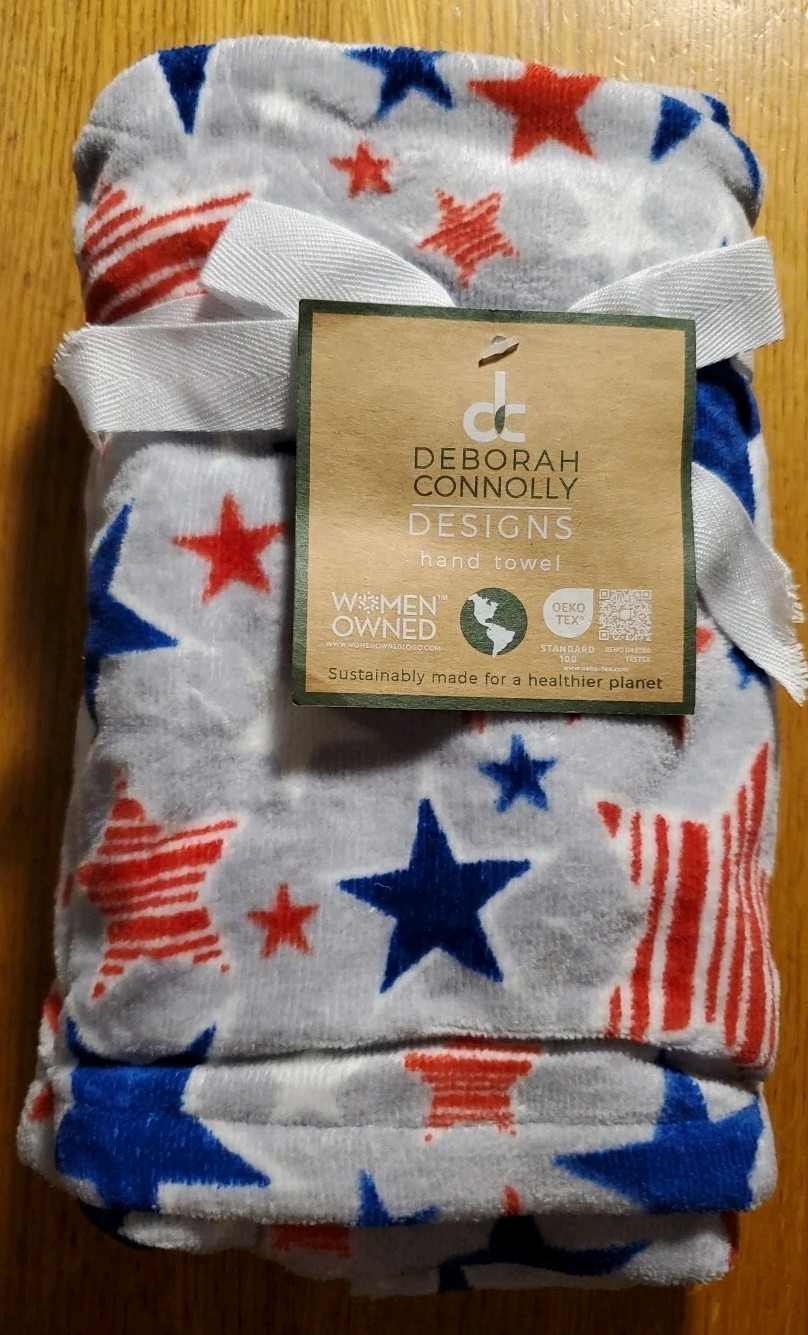 Deborah Connolly 2-pack Hand Towels Patriotic Stars & Stripes July 4th Gray gallery