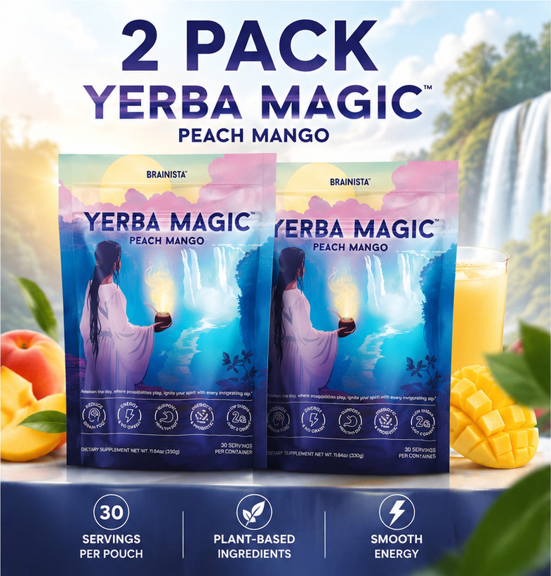 2 Pack Yerba Magic Yerba Mate Instant Tea Powder Peach Mango, 30 Servings gallery