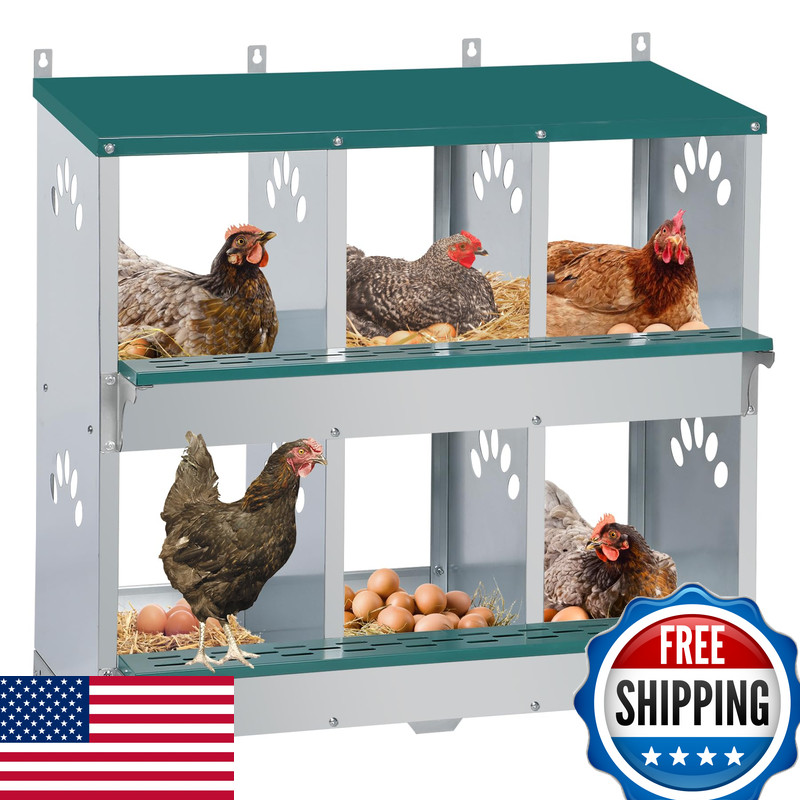 Toriexon Chicken Nesting 6 Compartment Metal Nesting 6 Room Wall Mountable gallery