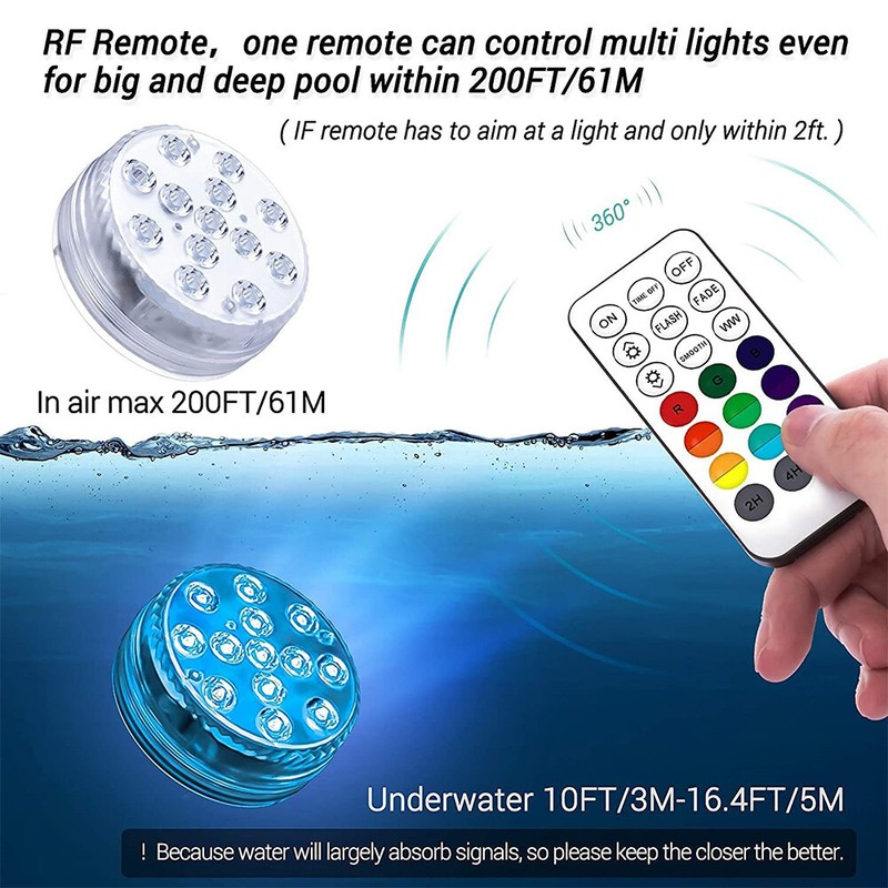 13LED Pool Lights with Remote IP68 Waterproof 16 Color Changing Underwater Light gallery