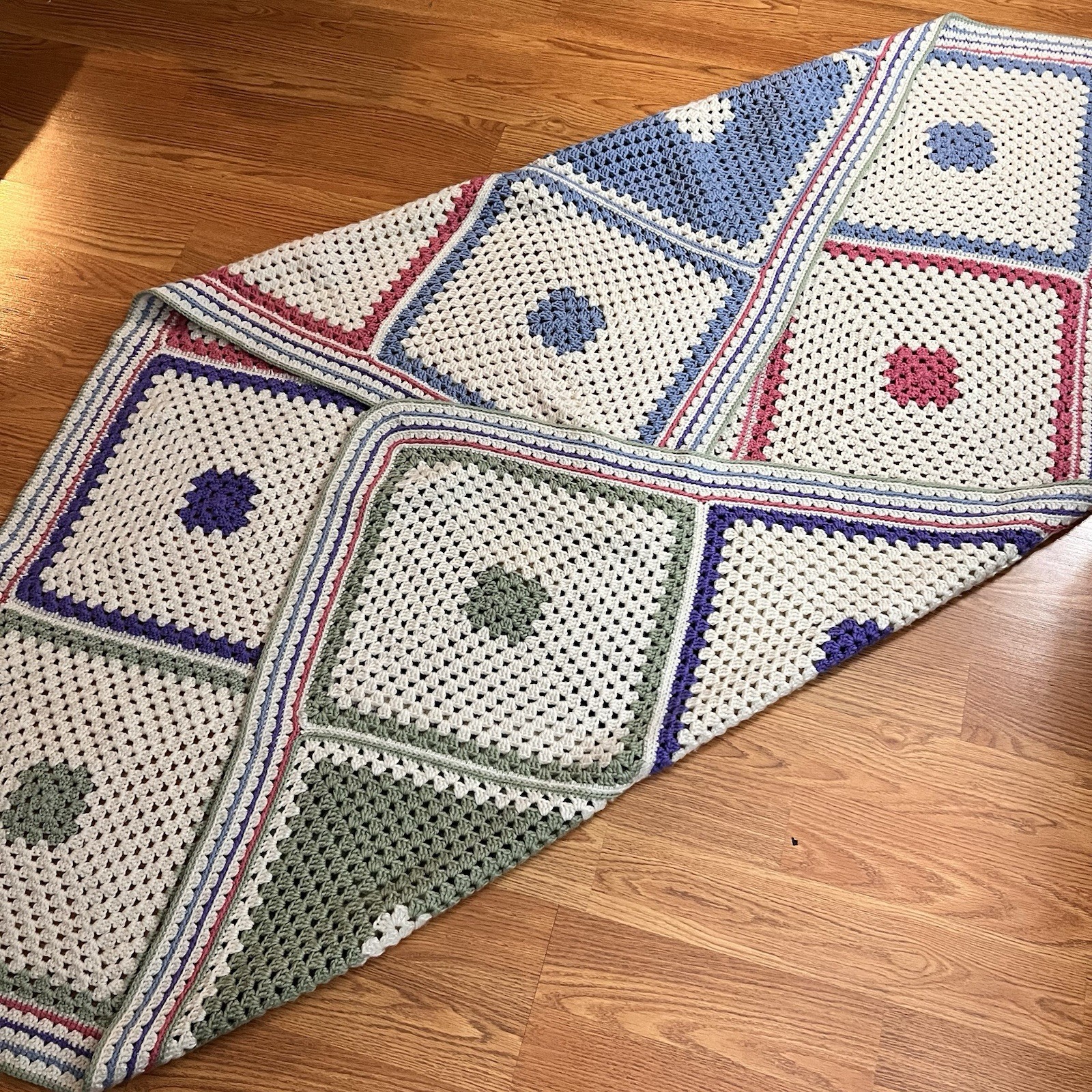 Hand Crochet Granny Squares Afghan Multicolor Boho / Baby Throw 68 X 51 in. gallery