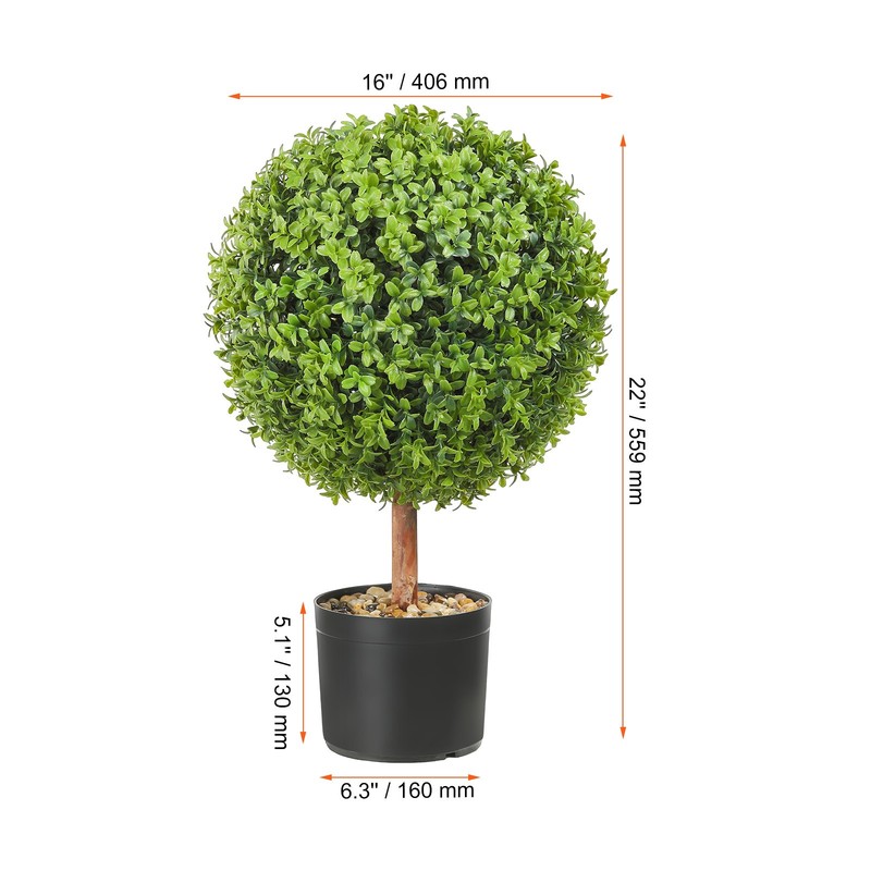 VEVOR 2 Pack 2' Artificial Topiary Tree Faux Plant Home Decor UV Indoor Outdoor gallery