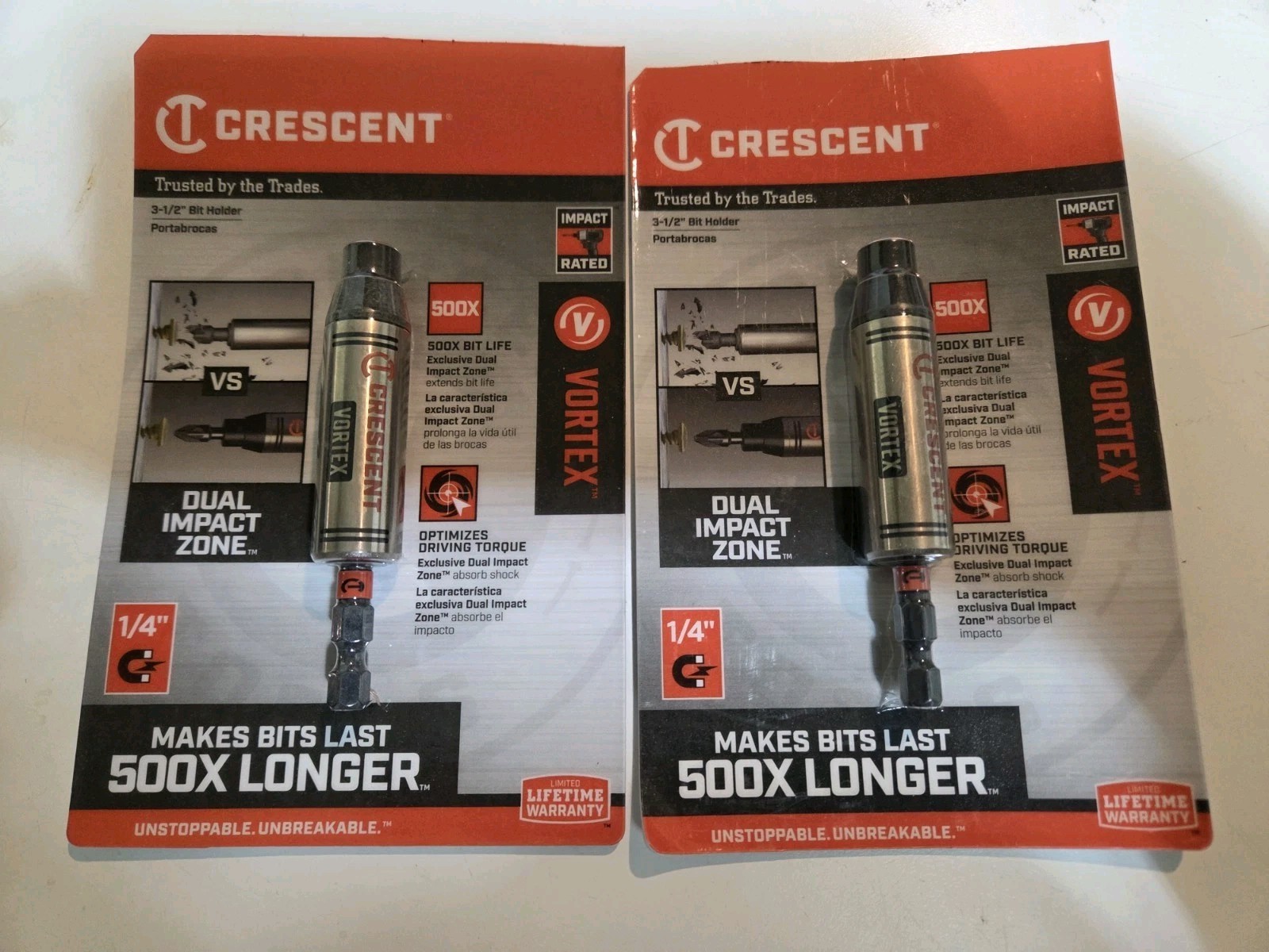 2x Crescent Vortex Magnetic Impact Bit Holder 1/4" Hex Drive x 3-1/2" Length gallery