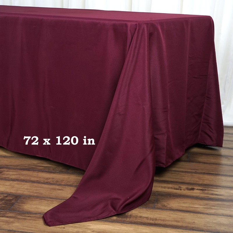 BURGUNDY 72x120 RECTANGLE POLYESTER TABLECLOTH Wedding Catering Dinner Supplies gallery