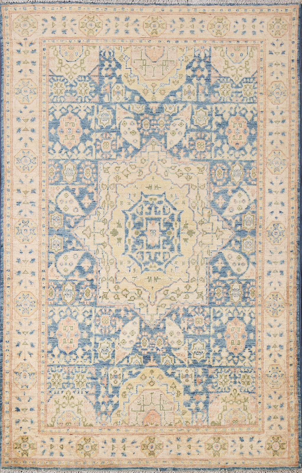 Traditional Exquisite Chobi Peshawar Pakistani Wool Rug Foyer 3x5 ft Blue Carpet gallery
