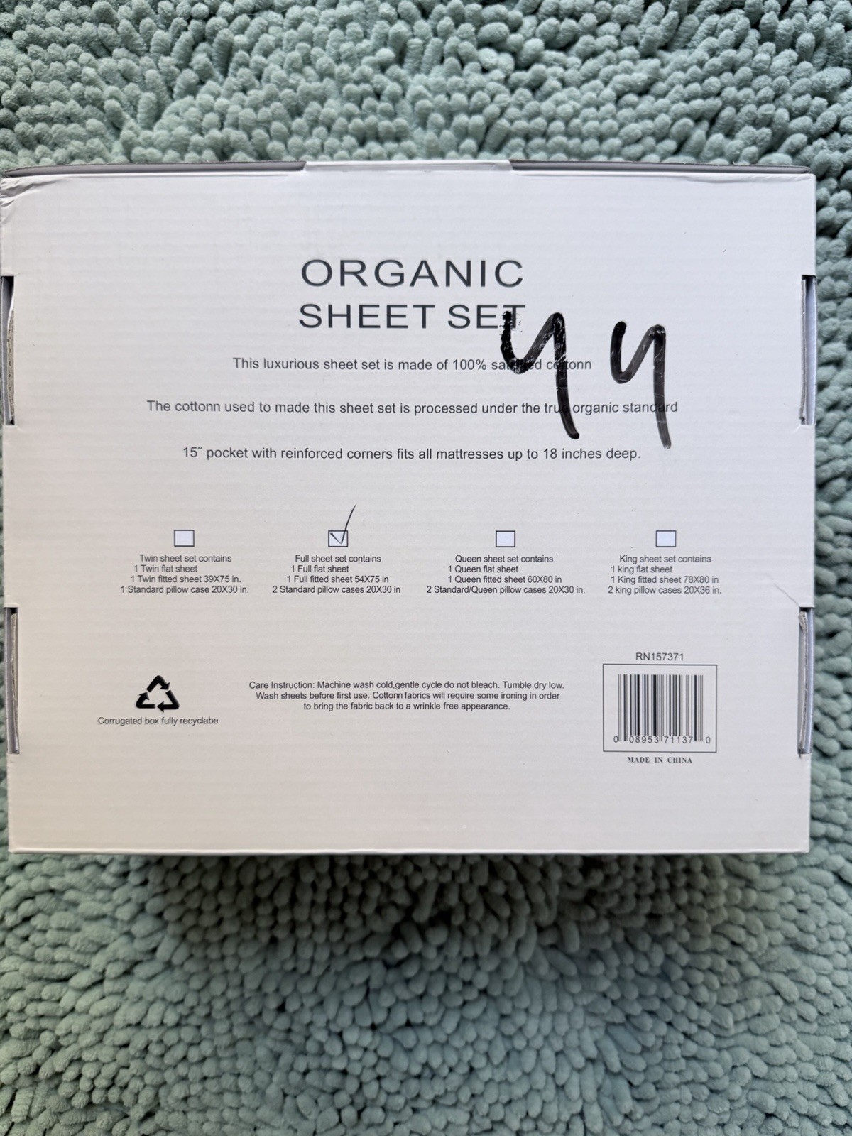 Tree Organic Cotton Bed Sheets Set 2000 Series In Full-Size Off-White NWT gallery