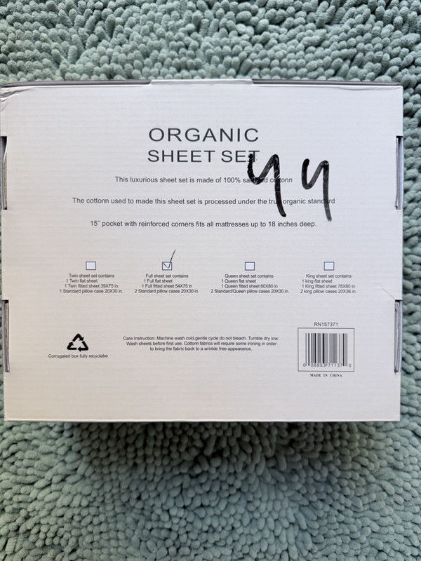 Tree Organic Cotton Bed Sheets Set 2000 Series In Full-Size Off-White NWT gallery