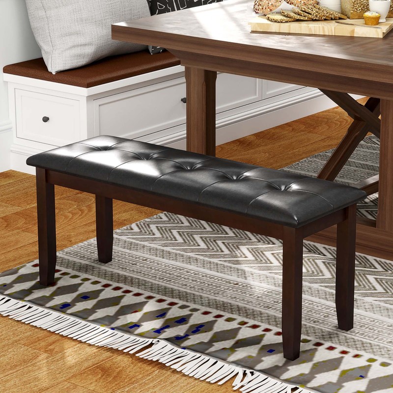 Upholstered PU Dining Room Bench Solid Wood Button Tufted Dining Room Bench gallery