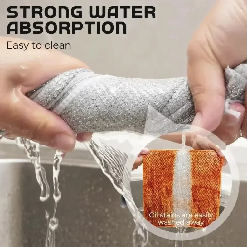 1pc 5‑Pack Microfiber Rag Dishcloths – Non‑Stick Oil & Super‑Absorbent - NEW gallery