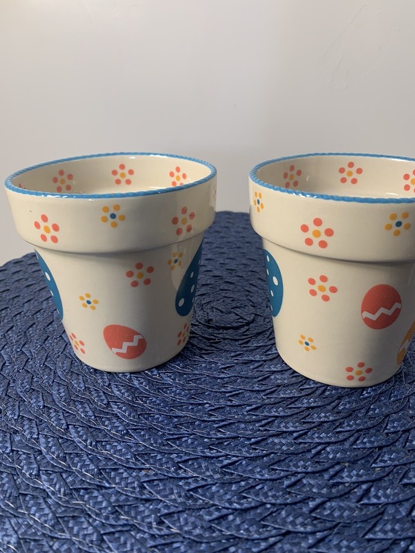 2 Easter Egg 4” Flower Pots Planters gallery