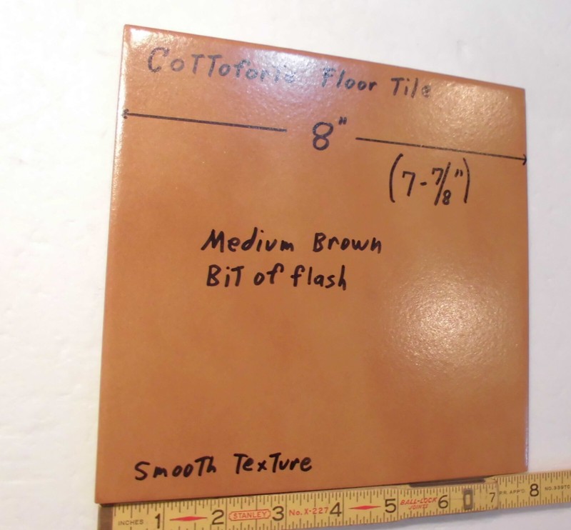 1 pc. Medium Brown Ceramic Floor Tile: 8" X 8" Smooth Surface + bit of flash gallery