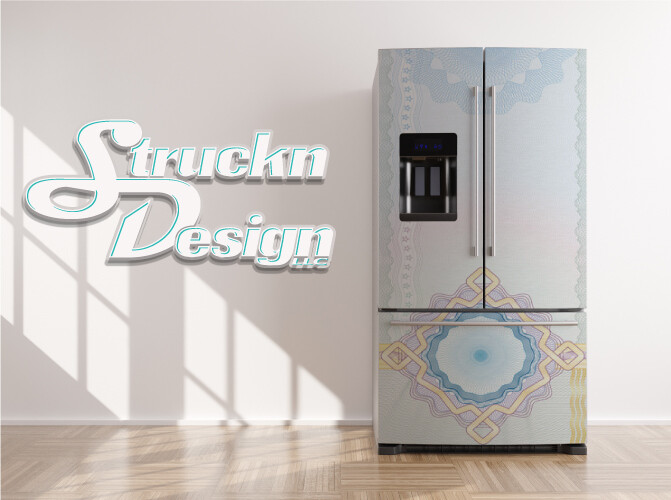 Guilloche Pattern Geometric Luxury Pas Fridge Freezer Wrap Side Door Vinyl Decal gallery