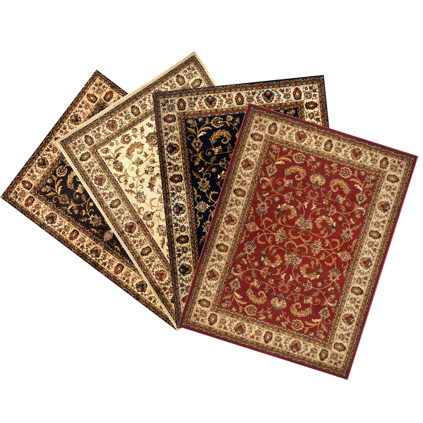 TRADITIONAL BLACK BEIGE RED FLORAL Persien AREA RUG ORIENTAL BORDERED CARPET gallery