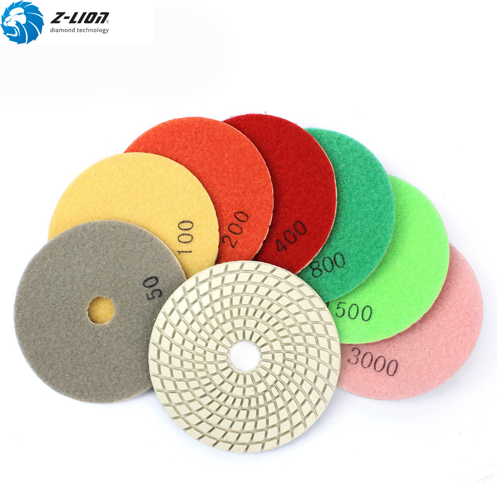 7Pcs Diamond Polishing Pads 4 Inch Wet Resin Granite Marble Stone Grinding Discs gallery