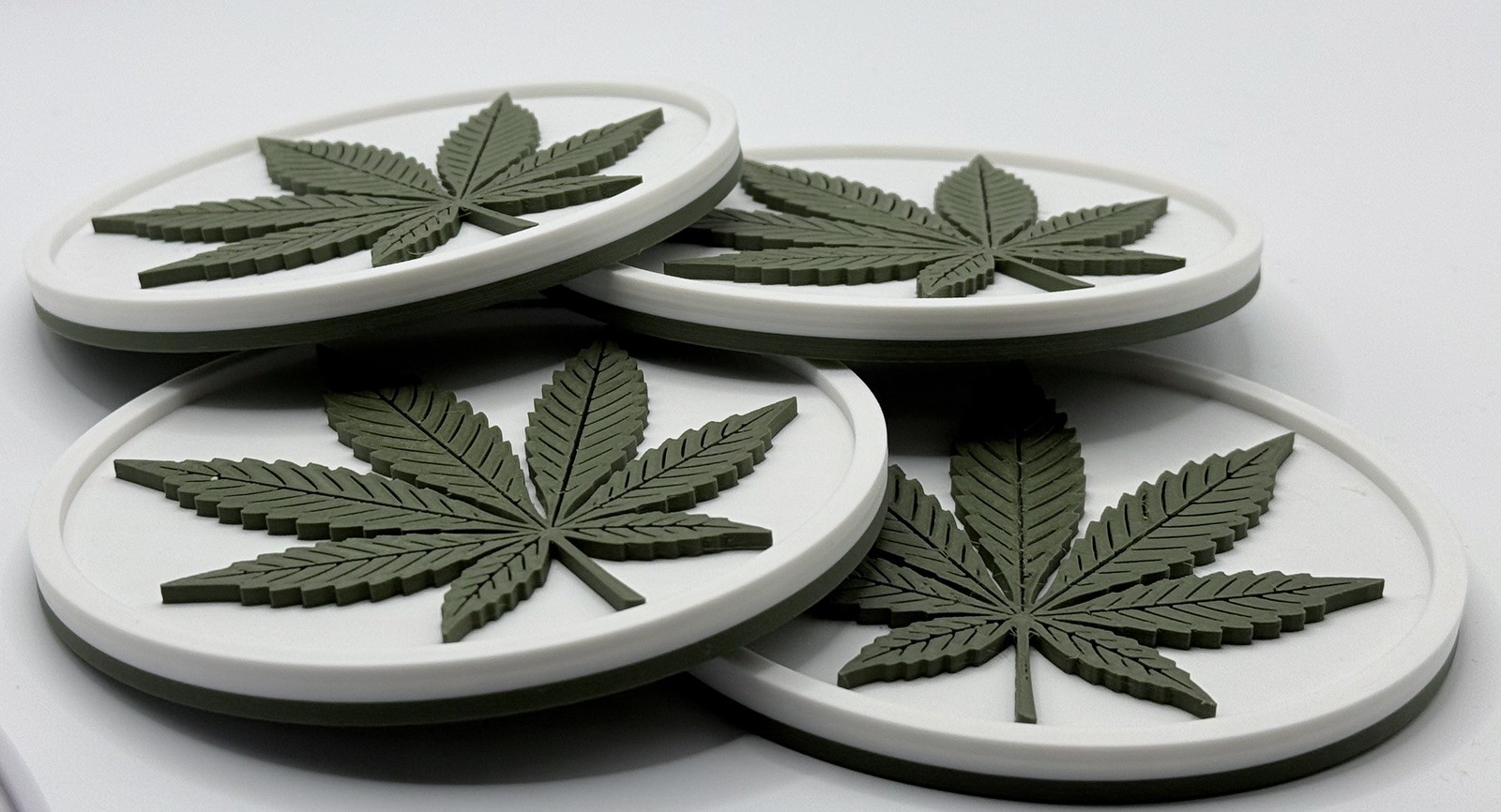 Marijuana Pot Cannabis Leaf Coaster Set with Holder 3D Printed gallery