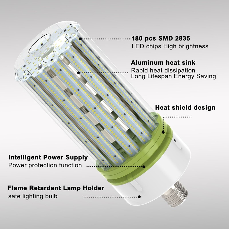 Efficient LED Corn Light Bulbs - E26/E39, 30W-150W, 5000K, Replaces HID/CFL/HPS gallery