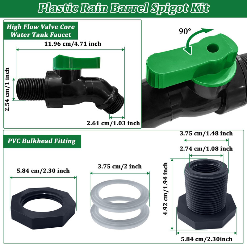 Plastics Rain Barrel Spigot Kit, High Flow Valve Core Water Tank Faucet+Pvc Bulk gallery